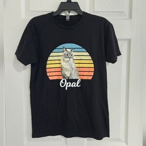 Next Level Cotton T-shirt Women's Sz M Opal Cat Logo Short Sleeve